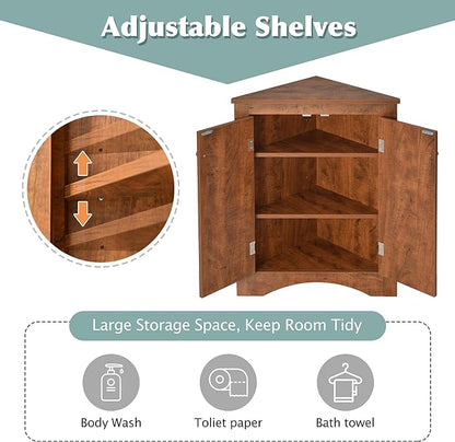 GDFStudio 31.5" H Triangle Corner Bathroom Storage Cabinet - Image 5