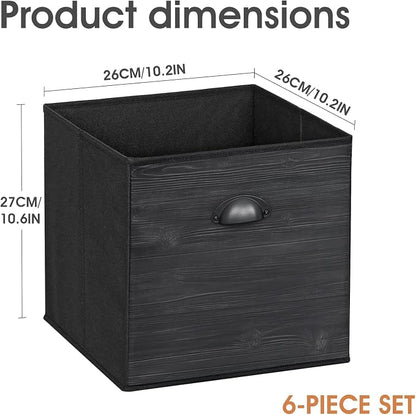 homyfort Faux Wood Grain Cube Storage Bins, 11x11 Inch Storage Cubes, Closet - Image 2