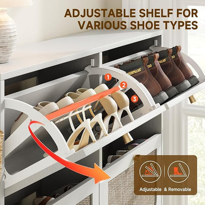 Nicetree Rattan Shoe Cabinet for Entryway, 9.5" Ultra-Thin Narrow Shoe Rack - Image 4