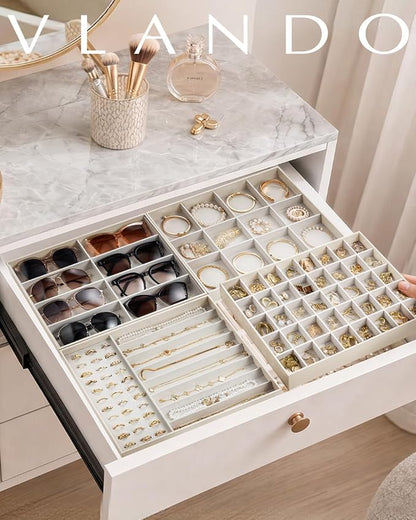 VLANDO Stackable Jewelry Tray, Drawer Organizer - Image 6
