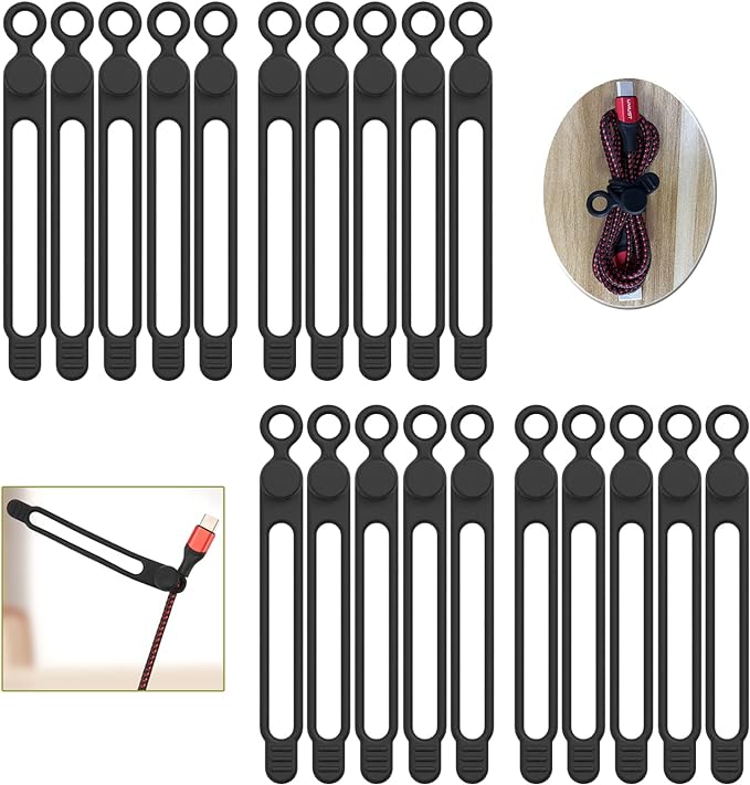 UMUST Silicone Cable Ties, Reusable Cable Management Organizer, Cord Tie by ELECTRONICACCESSORIES