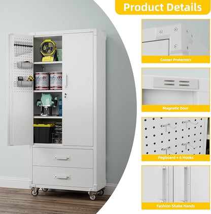 Aobabo 2 Large Drawer Metal Storage Cabinet - Image 5