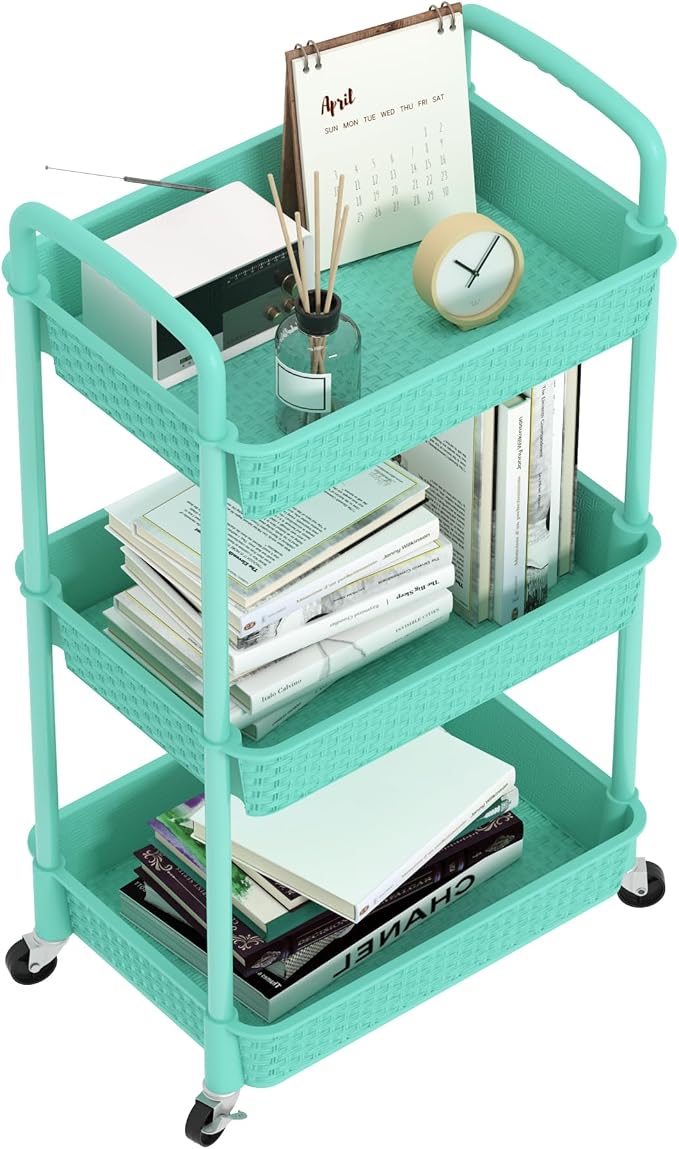 MOYIPIN 3-Tier Plastic Rolling Utility Cart by MOYIPIN