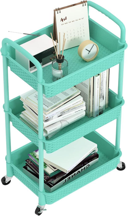 MOYIPIN 3-Tier Plastic Rolling Utility Cart by MOYIPIN