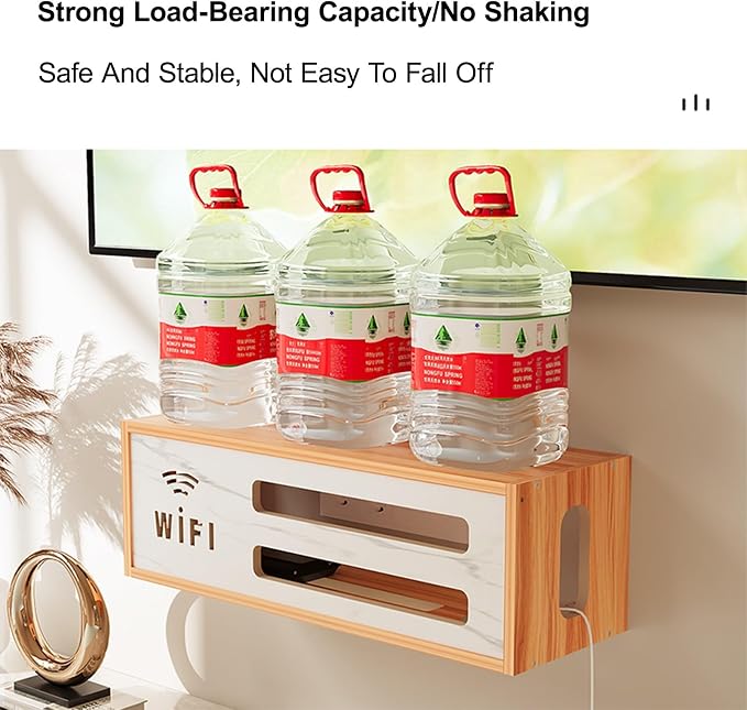 Wall Mount WiFi Router Box, WiFi Router Storage Cabinet, Power Strip and Cable - Image 6