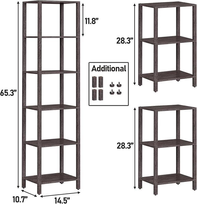 TUTOTAK Bookshelf, 6-Tier Tall Narrow Book Shelf - Image 2