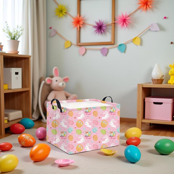 Rectangular Easter Basket for Home Kitchen Baby Girls Basket Cute Storage Bin - Image 3