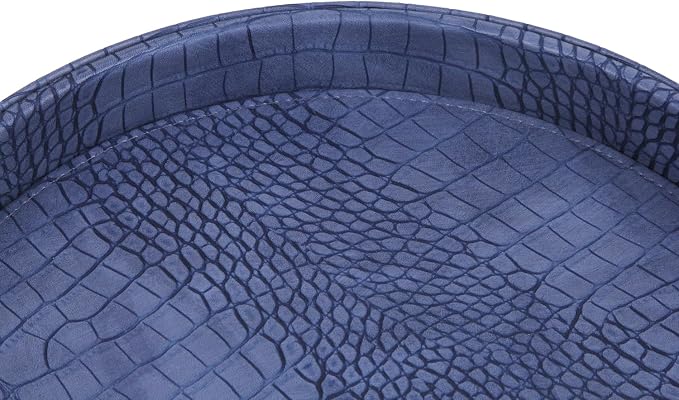 HofferRuffer Faux Leather Round Serving Tray, Vegan Croco Leather Decorative - Image 6