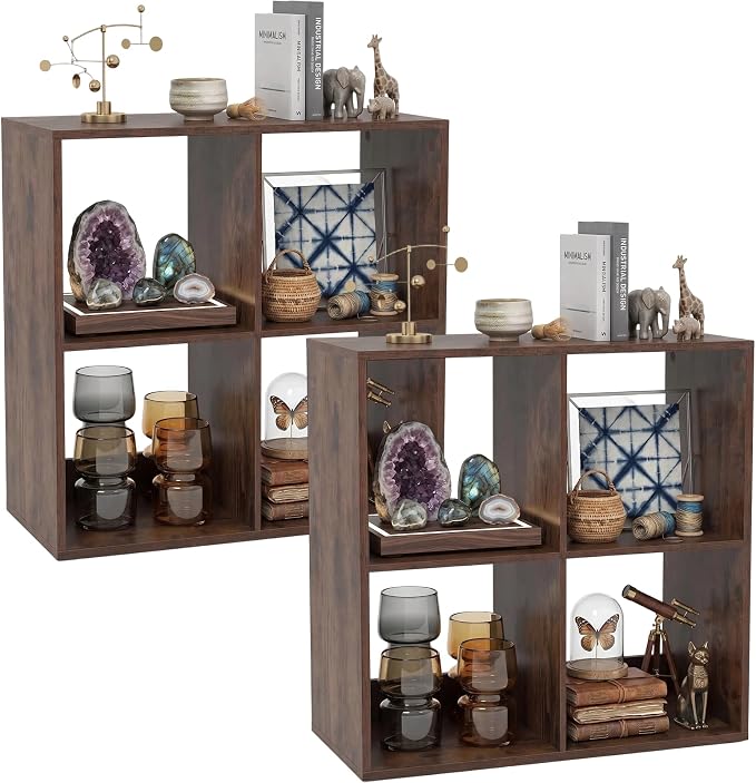 POWERSTONE 4 Cube Storage Organizer Set of 2, 2 Tier Cubby Bookshelf - Image 3
