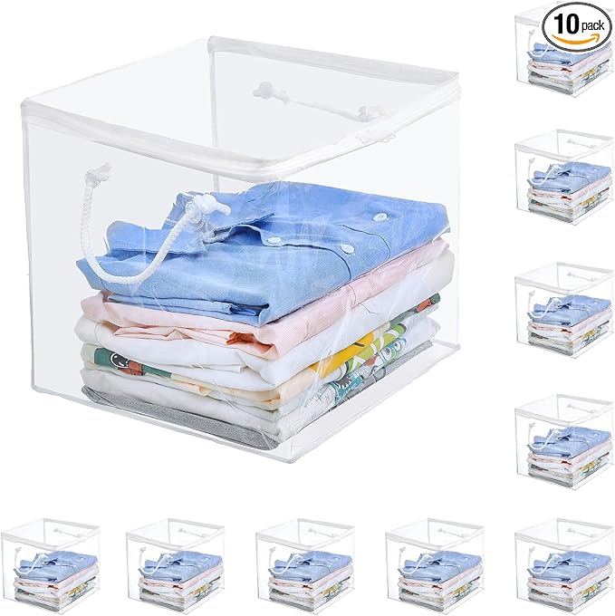 10-Pack Clear Zippered Storage Bags by Remittur