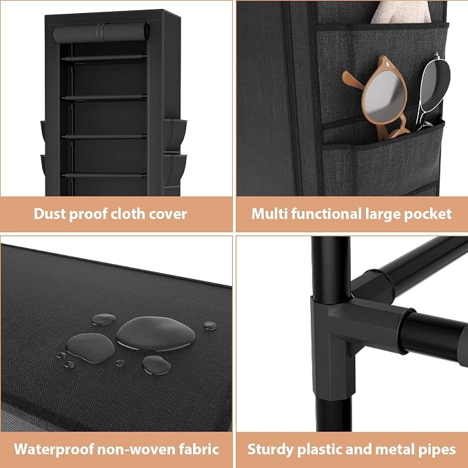 VTRIN Vertical Narrow Shoe Rack Organizer 10 Tier Tall Shoe Shelf Holds 20-22 - Image 4