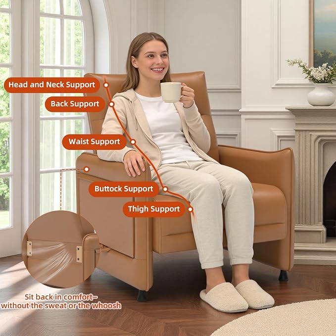 Upholstered Accent Sofa, Modern Faux Leather Chair - Image 6