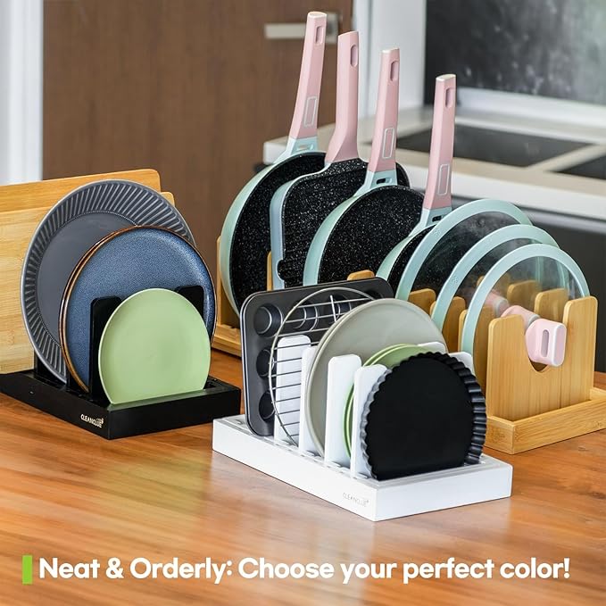 Bamboo Expandable Bakeware and Cutting Board Organizer, Adjustable Pot Lids - Image 6