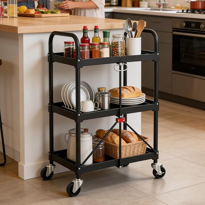 Collapsible Service Cart, Folding Utility Cart - Image 7