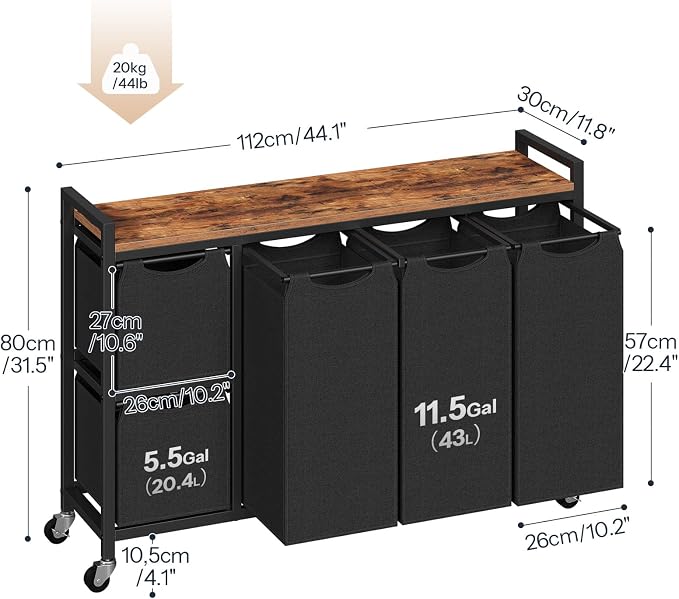 HOOBRO Laundry Sorter with 5 Sections, 45.5 Gal. Laundry Hamper with Wheels and - Image 3