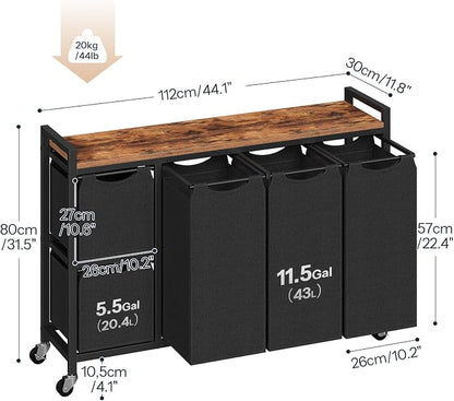 HOOBRO Laundry Sorter with 5 Sections, 45.5 Gal. Laundry Hamper with Wheels and - Image 3