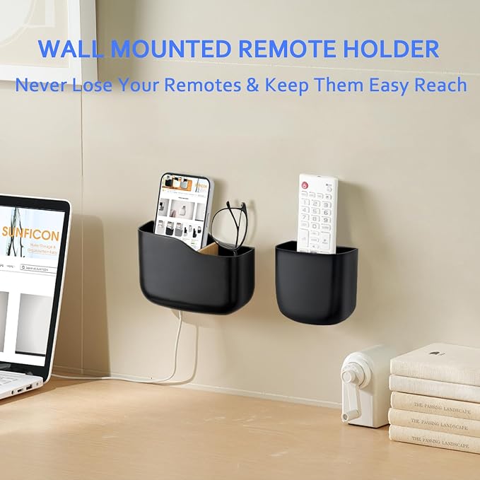 SUNFICON Wall Mount Remote Holder TV FAN Remote Control Holder Bedside Caddy - Image 5