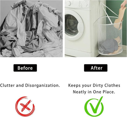 Foldable Laundry Basket with Handles, Portable Round Laundry Bag, - Image 4