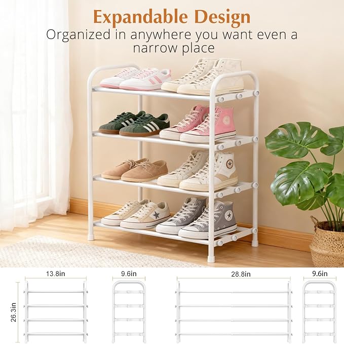 INSMART 4-Tier Expandable Shoe Rack, Stackable and Adjustable Shoes Organizer - Image 2