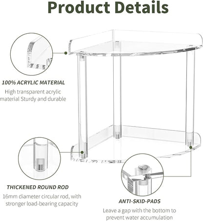 2 Tier Countertop Corner Organizer Shelf 7x7x8 Inch, Acrylic Bathroom Organizer - Image 4