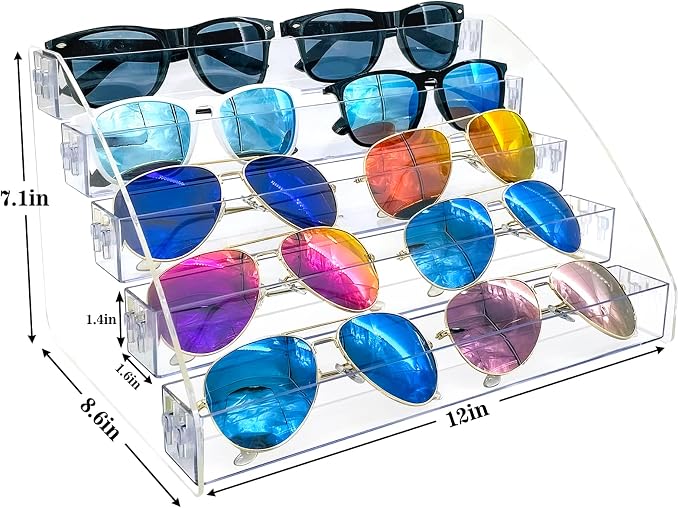 Sunglasses Organizer Clear Eyeglasses Display Case Sticker Display Tray Box - Image 2