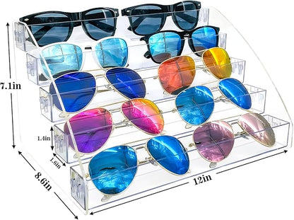 Sunglasses Organizer Clear Eyeglasses Display Case Sticker Display Tray Box - Image 2