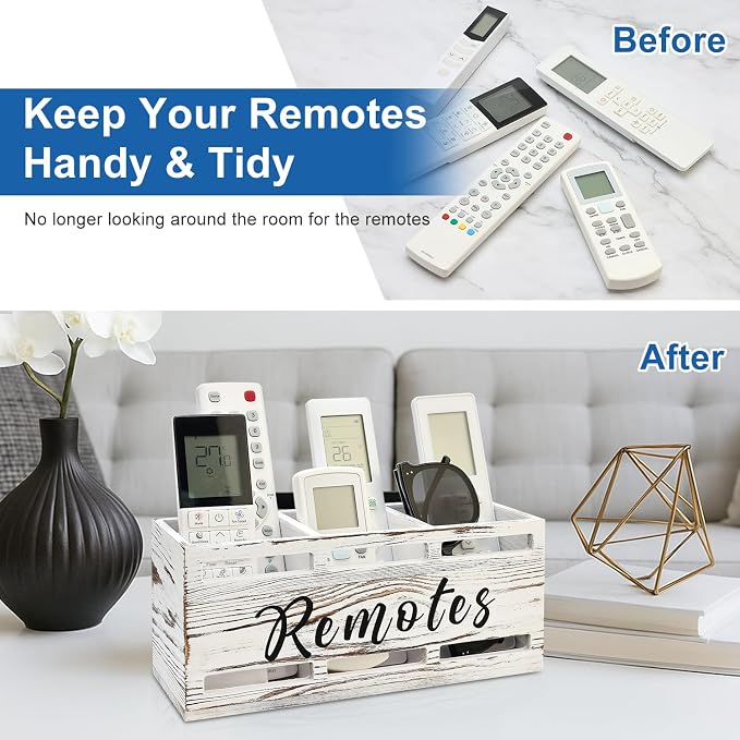 Remote Control Holder for Wall Bedside Organizer Wooden Remote Caddy Control - Image 4