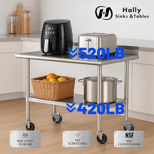 Stainless Steel Table for Prep & Work 24 x 72 Inches - Image 4