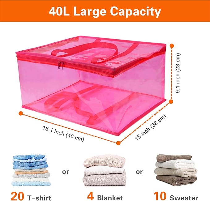 Vieshful Pink 40L Clear Clothes Storage Bag - Image 2
