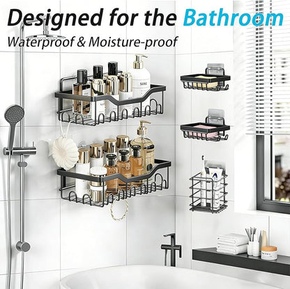 Fammart Adhesive Shower Caddy, No-Drill Large Capacity Shower Shelves - Image 2