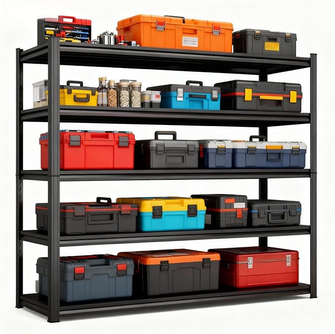 Storage Shelves, Garage Metal Shelving Unit, Adjustable, Double-Layer Column by Beaunatixx