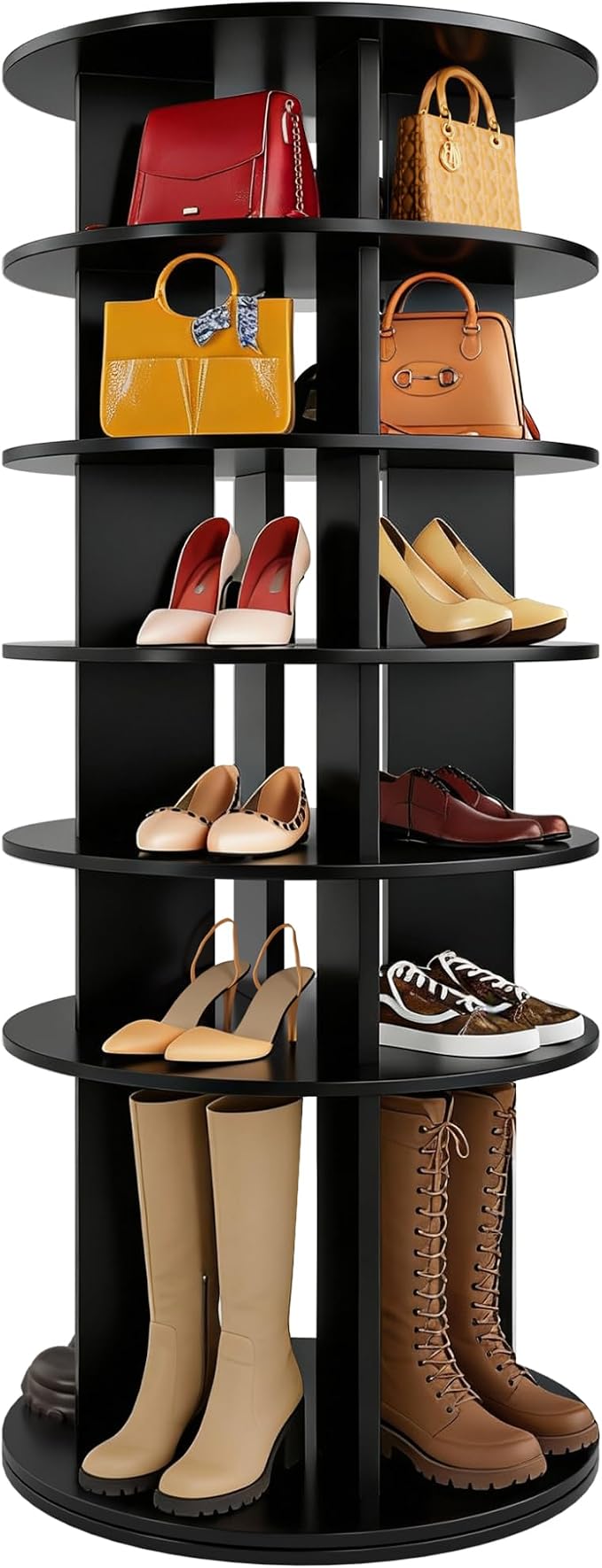 JUMMICO Rotating Shoe Rack Tower, 6-Tier Vertical Closet Storage Organizer by JUMMICO