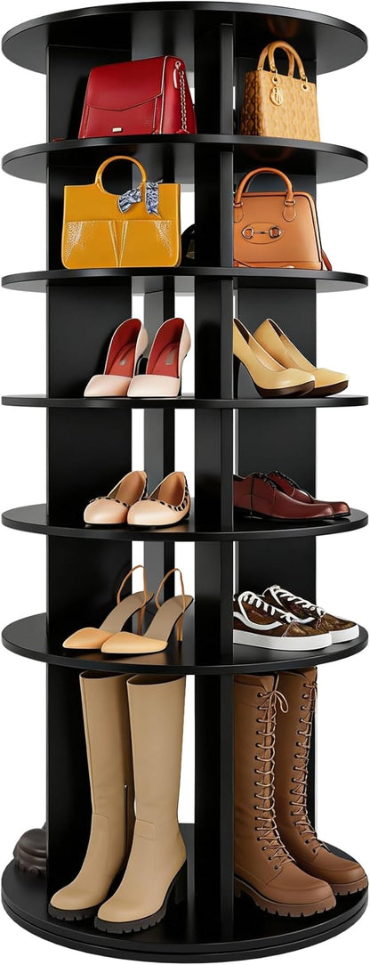JUMMICO Rotating Shoe Rack Tower, 6-Tier Vertical Closet Storage Organizer by JUMMICO