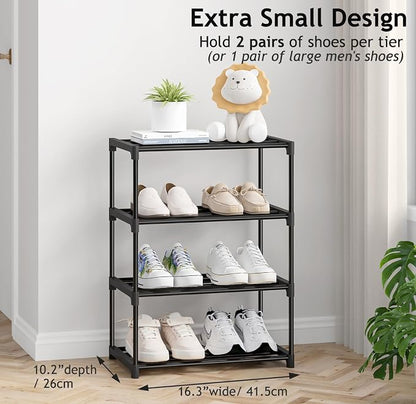 Autonomier 4 Tier Extra Small Shoe Rack, Narrow Stackable Shoe Shelf - Image 3
