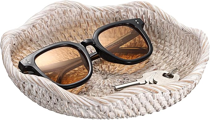 Hipiwe Handwoven Rattan Basket Tray Decorative Key Tray - Image 8