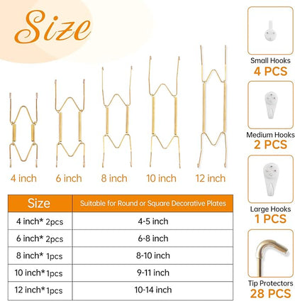 Bilillo 7 pcs Plate Hangers for The Wall, 4/6/8/10/12 Inch Invisible Plates - Image 2