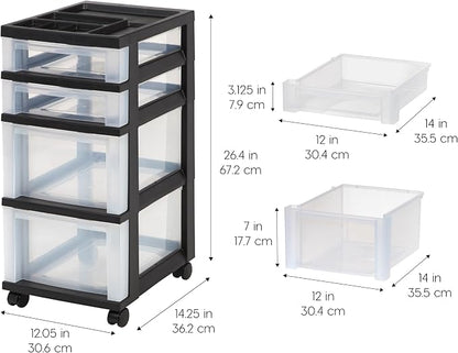 IRIS USA 4-Drawer Rolling Storage Cart, office essentials, classroom items - Image 2