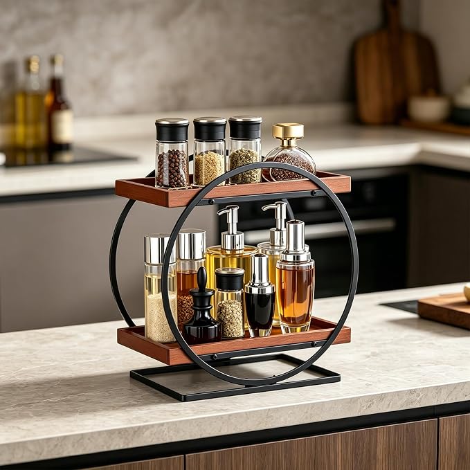 2-Tier Bathroom Counter Organizer, Wooden Perfume Organizer - Image 7