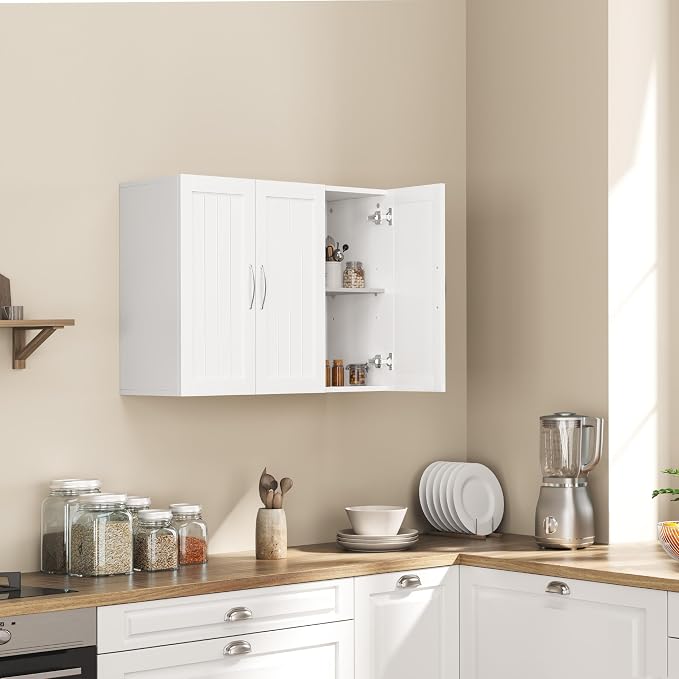 Yaheetech 3-Door Wall Mounted Bathroom Storage Cabinet, Laundry Room, a Roomy - Image 5