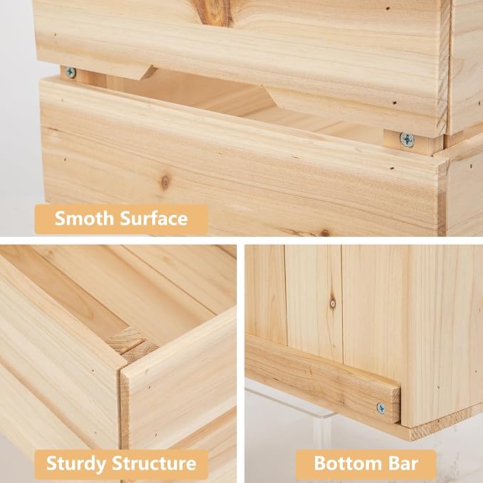 Oairse Set of 3 Rustic Wooden Storage Crates - Image 4
