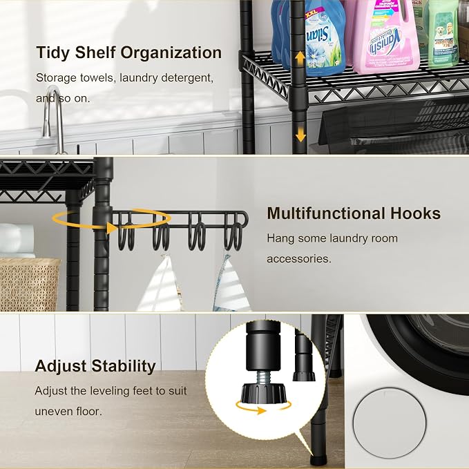 Ulif U8 Medium Laundry Room Storage Organizer, Over the Washer and Dryer - Image 6