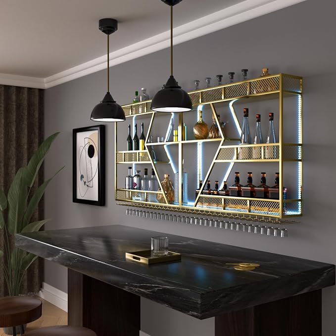 94.48in Metal Wine Rack Wall Mounted, Modern Wine Storage Rack Wall Mounted - Image 3