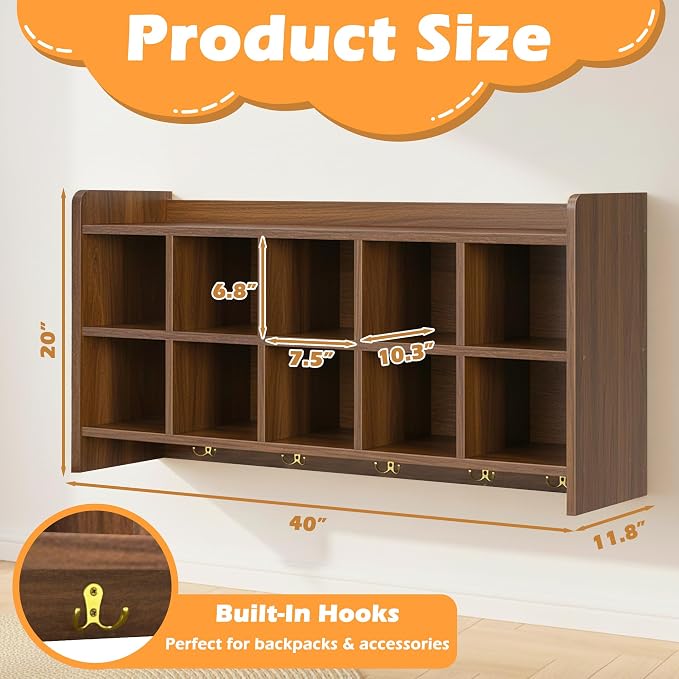 Wall Cubbies, 10 Cubby Storage Organizer - Image 2