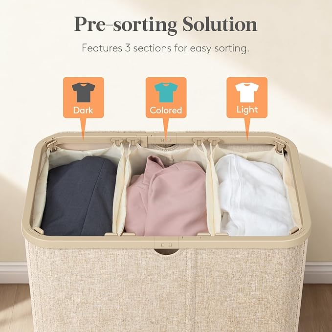 Lifewit 185L 3 Section Laundry Hamper - Image 3