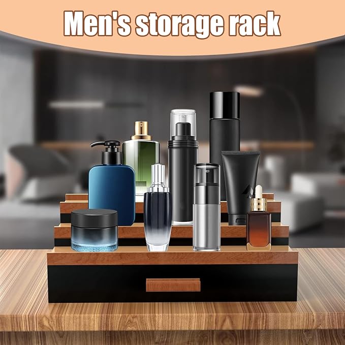 3 Tier Wood Perfume Display Stand | Perfume Organizer Shelf - Image 2