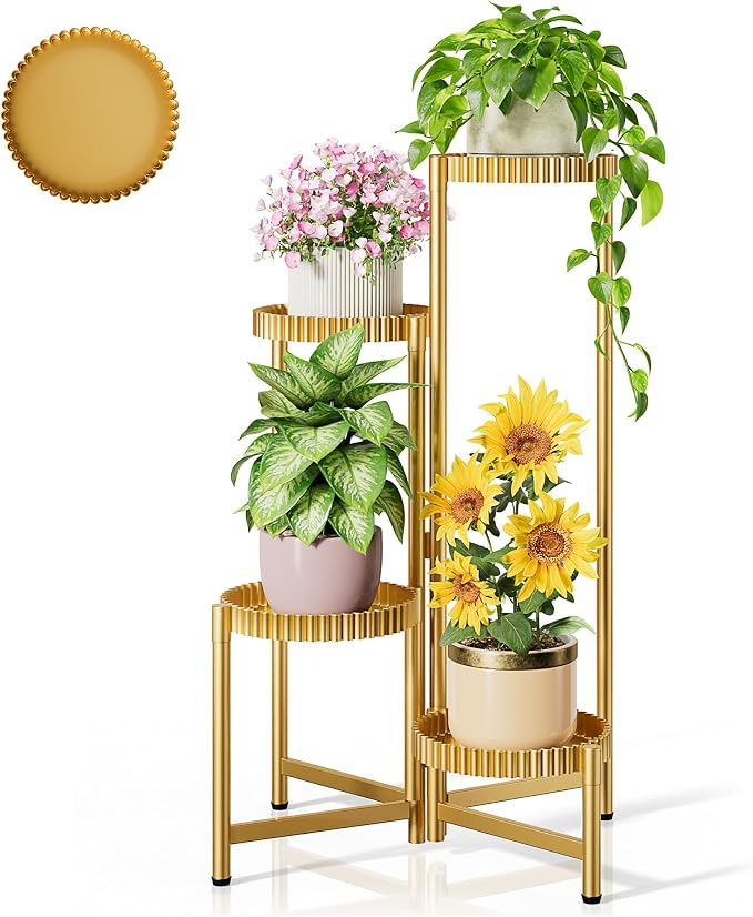 Stand Plants, 4 Tiers Metal Tiered Plant Stands by Unknown