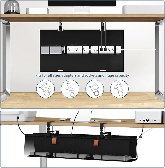 Zilink No Drill Under Desk Cable Management Tray 30" Cord Organizer - Image 3