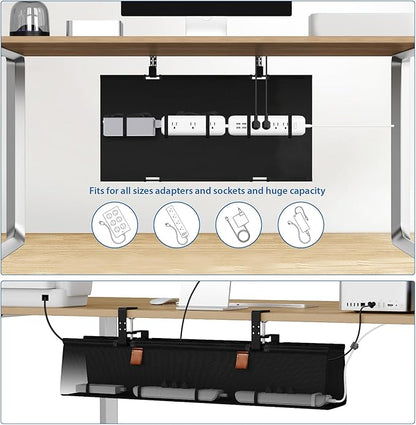 Zilink No Drill Under Desk Cable Management Tray 30" Cord Organizer - Image 3