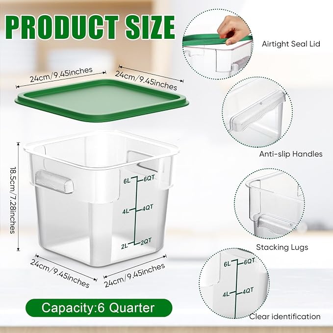 FoldTier 2 Pieces Square Food Storage Containers Polycarbonate Clear Food - Image 2
