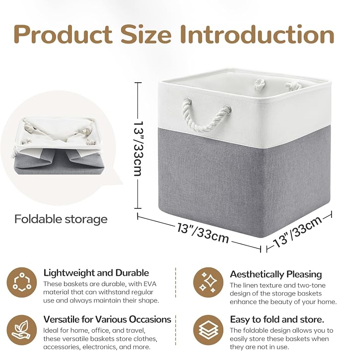 13x13 Inch Foldable Fabric Cube Storage Bins - Image 7